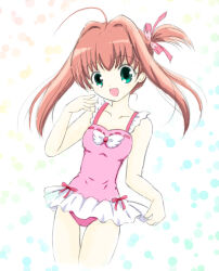Rule 34 | 1girl, brown hair, jewelpet (series), jewelpet twinkle, one-piece swimsuit, pink one-piece swimsuit, sakura akari, swimsuit