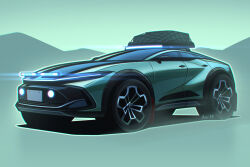 aqua_car aqua_theme car glowing kai55 motor_vehicle no_humans original shadow toyota toyota_crown vehicle_focus