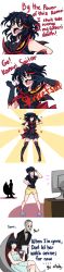 1boy 2girls 5koma adapted_costume alternate_hair_length alternate_hairstyle animated animated_gif bad_id bad_tumblr_id bishoujo_senshi_sailor_moon black_hair blue_eyes boots butler casual chair comic cosplay crossed_legs cup elbow_gloves english_text gloves hairpods hand_on_own_hip heart highres imagining kill_la_kill kiryuuin_satsuki long_image m/ magical_girl matoi_ryuuko multiple_girls parody pigeon-toed pleated_skirt raechelpapaya sailor_senshi sailor_senshi_(cosplay) senketsu shirt shorts sitting skirt slippers soroi_mitsuzou stitched symbol-shaped_pupils t-shirt tall_image teacup thigh_boots thighhighs third-party_edit tsuki_ni_kawatte_oshioki_yo two_side_up unofficial_sailor_senshi_uniform v v_over_eye watching_television
