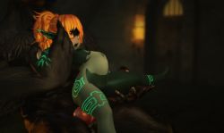 1boy 1girl 3d ahegao anal hetero highres large_insertion large_penis midna nintendo penis pillowwaifu second_life sex size_difference stomach_bulge the_legend_of_zelda the_legend_of_zelda:_twilight_princess tongue tongue_out werewolf
