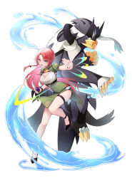 Rule 34 | 1girl, absurdres, black eyes, black fur, braid, breasts, china dress, chinese clothes, cleavage, cleavage cutout, clothing cutout, dress, fighting stance, full body, gen 8 pokemon, green dress, green eyes, grey fur, high heels, highres, holding, holding poke ball, hong meiling, large breasts, legendary pokemon, nintendo, open mouth, parted bangs, poke ball, poke ball (basic), pokemon, pokemon (creature), ranshangchen, red hair, simple background, standing, standing on one leg, thigh strap, touhou, twin braids, urshifu
