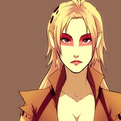 1girl blonde_hair breasts cat cheetara cleavage female_focus image_sample makeup meryl_santos personification pixiv_sample red_eyes tagme thundercats