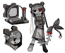 1other :3 :q ambiguous_gender black_eyes closed_mouth coat colored_skin fukouna_shoujo_03 grey_coat grey_skin hood hood_up hooded_coat kalawakan long_sleeves original personification shaded_face simple_background tail tongue tongue_out white_background