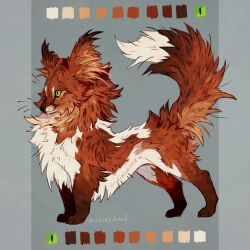 adoptable animal animal_focus brown_fur cat color_guide commentary creature creature_focus dog english_commentary fluffy fox from_side fusion giulialibard highres no_humans original papillon_(dog) realistic reference_sheet simple_background snout solo whiskers