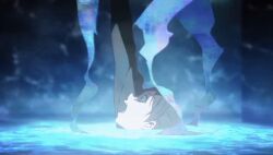 1girl animated animated_gif bubble completely_nude floating floating_hair from_behind implied_nude kyoukai_no_kanata long_hair nude underwater