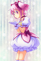 1girl gloves highres kaname_madoka kaname_madoka_(magical_girl) magical_girl mahou_shoujo_madoka_magica mimimix pink_eyes pink_hair puffy_short_sleeves puffy_sleeves short_sleeves short_twintails solo twintails white_gloves