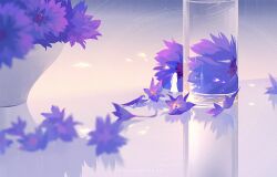 artist_name blurry flower huhv. no_humans original plant purple_flower reflection scenery shadow sky solo water watermark
