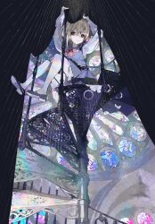 1girl absurdres blonde_hair closed_mouth dated_commentary hair_ribbon highres pantyhose red_eyes red_ribbon revision ribbon rumia shoes short_hair solo touhou white_pantyhose ya_yuan