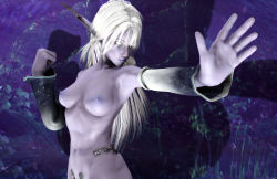 1girl 3d absurdres breasts elf female_focus highres large_breasts nipples pointy_ears silver_hair solo