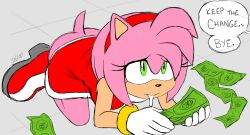 1girl after_fellatio aftersex amy_rose artist_name ass bare_legs boots bottomless bracelet cum cum_in_mouth dress english_text excito eyelashes flat_color furry furry_female gloves gold_bracelet green_eyes hairband hedgehog hedgehog_girl holding holding_money jewelry kneeling knees legs long_eyelashes looking_up medium_hair money nervous no_panties on_floor petite pink_fur pink_hair pointy_ears pov prostitution red_dress red_hairband sega sidewalk simple_background sleeveless sleeveless_dress solo_focus sonic_(series) source_request speech_bubble sweat sweatdrop tail talking two-tone_fur white_background white_gloves