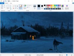 1other art_program_in_frame blue_theme cabin chimney christian_young cloak commentary dark facing_viewer full_body glowing landscape microsoft_paint_(medium) microsoft_paint_(software) night open_door original outdoors painterly porch scenery screencap smoke solo standing wind wind_lift window_light