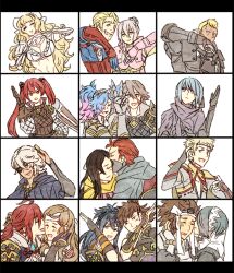 6+boys 6+girls armor arthur_(fire_emblem_fates) azama_(fire_emblem) benny_(fire_emblem) beruka_(fire_emblem) black_hair blonde_hair blue_hair brown_hair charlotte_(fire_emblem) couple effie_(fire_emblem) fire_emblem fire_emblem_fates grey_hair hana_(fire_emblem) hetero hinata_(fire_emblem) kagero_(fire_emblem) kiss kissing_cheek laslow_(fire_emblem) mask mouth_mask multiple_boys multiple_girls niles_(fire_emblem) ninja ninja_mask nintendo oboro_(fire_emblem) odin_(fire_emblem) peri_(fire_emblem) pink_armor pink_hair red_hair saizo_(fire_emblem) selena_(fire_emblem_fates) setsuna_(fire_emblem) shourou_kanna subaki_(fire_emblem)