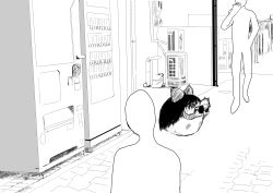 absurdres anon burnt cigarette crying death dirty greyscale gutter_trash highres koyukkuri monochrome monochrome sick tears touhou vending_machine violence yukkuri_shiteitte_ne