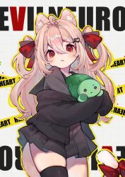 Rule 34 | ahoge, animal, animal ear fluff, animal ears, animal hug, black cardigan, black shirt, black skirt, brown hair, cardigan, cat ears, cat girl, cat tail, evil neuro-sama, fang, hair intakes, hair ornament, hairclip, highres, hug, indie virtual youtuber, long hair, long sleeves, looking at viewer, miniskirt, neuro-sama, off shoulder, paki2000, pleated skirt, red eyes, ribbon, shirt, single thighhigh, skindentation, skirt, sleeves past wrists, tail, tail ornament, tail ribbon, thighhighs, thighs, turtle, two side up, vedal987, virtual youtuber