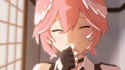 2girls angry animated animated_gif child dudul english_text fins fish_tail gawr_gura hololive hololive_english japanese_text laughing leave meme multiple_girls shark_girl shark_tail tail takane_lui virtual_youtuber white_hair