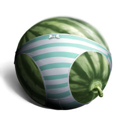 ao_usagi bow bow_panties food food_focus fruit lowres no_humans original panties panties pantymelon pun striped_clothes striped_panties topless underwear underwear_only watermelon what