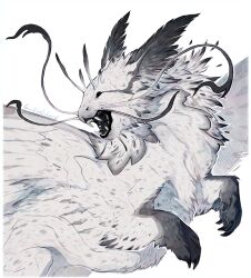 animal_focus bug claws creature creature_focus dragon giulialibard highres insect insect_wings moth moth_wings no_humans original realistic sea_slug simple_background solo whiskers white_background white_fur wings