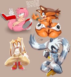 4girls absurdres amy_rose anus armpits ass ass_focus back badger bare_back bare_hips bare_legs bent_over blue_eyes blush boots boots_only bottomless bracelet breasts brown_anus brown_eyes brown_fur brown_hair buttock child completely_nude cream_the_rabbit dark_anus dirty_ass disembodied_hand embarrassed english_text eyelashes fang fangs flat_chest furry gloves green_eyes grey_fur grey_hair groin hair_tie hairband half-closed_eyes hedgehog highres honey_fur honey_hair huge_ass idw_publishing jaynatorburudragon jewelry jungle_girl kneeling legs lemur loli long_ears long_tail looking_back lying masturbation multiple_girls naked_footwear nipples nude open_anus open_mouth orange_fur orange_hair peace_symbol perineum pink_fur pink_hair pointy_ears pov presenting presenting_anus presenting_ass purple_eyes pussy pussy_juice rabbit sega shoes small_breasts smelly_anus socks socks_only sonic_(series) sonic_advance_(series) sonic_advance_2 sonic_adventure sonic_boom_(series) sonic_frontiers sonic_the_hedgehog sonic_the_hedgehog_(idw) spiked_hair spread_anus spread_ass spread_legs spread_pussy sticks_the_badger surprised sweat sweatdrop tail tangle_the_lemur teeth tomboy twintails two-tone_fur v