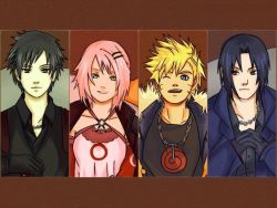 alternate_costume artist_request black_hair blonde_hair haruno_sakura naruto_(series) naruto_shippuuden pink_hair sai uchiha_sasuke uzumaki_naruto