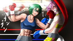 2girls boxing boxing_gloves boxing_ring catfight character_request multiple_girls muscular muscular_female ring_dream santos tagme