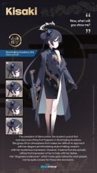 Rule 34 | black dress, blue archive, butterfly hair ornament, china dress, chinese clothes, coat, commentary, cs/ls06, double bun, dragon print, dress, english commentary, english text, grey coat, grey eyes, grey halo, gun, hair bun, hair ornament, halo, helical magazine, high-capacity magazine, highres, holding, holding gun, holding weapon, kisaki (blue archive), looking at viewer, official art, pinstripe jacket, pinstripe pattern, submachine gun, suppressor, weapon, yutokamizu