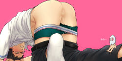 Rule 34 | 1boy, ass, bottomless, clothes pull, glasses, hyuuga junpei, kuroko no basuke, male focus, multiple boys, muscular, shiru (pepeelotion), socks, testicles, underwear, underwear pull, undressing, white socks, yaoi