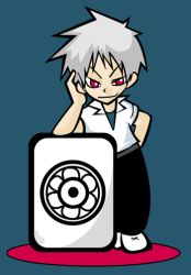1boy akagi akagi:_yami_ni_oritatta_tensai akagi_shigeru board_game fukumoto_mahjong mahjong male_focus red_eyes silver_hair solo
