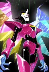 1boy absurdres armor artist_name big_nose commentary deltarune english_commentary hair_slicked_back heterochromatic_eyewear highres long_nose male_focus open_mouth otokakoto pointy_nose puppet_strings round_eyewear short_hair smile solo spamton_g._spamton spamton_neo teeth tinted_eyewear wings