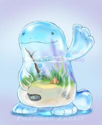 Rule 34 | . ., afloat, algae, black eyes, blue skin, branch, closed eyes, closed mouth, colored skin, corphish, gen 2 pokemon, gen 3 pokemon, gen 7 pokemon, nanami lusia, nintendo, no humans, nostrils, open mouth, pokemon, pokemon (creature), quagsire, sand, scallop, seashell, seaweed, shell, simple background, sleeping, smile, solid circle eyes, standing, swimming, tail, twitter username, water, watermark, wimpod, wooper