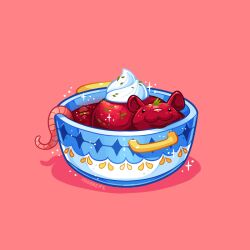 animal_focus borscht bowl charongess commentary english_commentary food food_art food_focus foodification looking_at_viewer mouse_(animal) no_humans original smile soup sour_cream sparkle