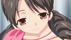 10s 1boy 1girl 2019 age_difference aged_down animated animated_gif asou_miyuri black_hair breast_sucking breasts brown_eyes concierge doki_doki_little_ooya-san drill_hair facing_viewe flat_chest formal_clothes hetero loli long_hair low_twintails neck_ribbon nipples nude office_lady pink_ribbon ribbon small_breasts tagme twintails