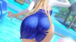 Rule 34 | 1girl, animated, ass, bag, baseball cap, bikini, black bag, black hat, blonde hair, blue eyes, blush, breasts, brown dust (series), brown dust 2, bubble skirt, clothes lift, covered erect nipples, cup, curvy, dress, earrings, groin, hair over one eye, hair ribbon, hand up, handbag, hat, high heels, highleg, highleg bikini, holding, holding cup, huge ass, innertube, jewelry, large breasts, legs, long hair, mole, mole on pussy, necklace, official art, partially submerged, partially underwater shot, partially visible vulva, pool, ribbon, short dress, side slit, skirt, sleeveless, sleeveless dress, solo, sound, swim ring, swimsuit, tagme, thick thighs, thigh strap, thighs, thong, thong bikini, toes, underwater, underwater view, video, water, wide hips, wilhelmina (brown dust), wind, wind lift