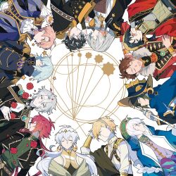 6+boys ahoge antenna_hair ascot asymmetrical_hair bandana belt belt_buckle black_hair black_pants black_robe black_shawl black_shirt blonde_hair blue_cloak blue_eyes blue_hair blue_hat blue_jacket brown_belt brown_hair buckle chain chinese_clothes circle cloak closed_eyes closed_mouth collared_jacket earrings epaulettes everyone expressionless flower from_side fur-trimmed_jacket fur_trim gold_buckle gold_chain gold_earrings green_hat green_shawl green_sweater grey_hair hair_between_eyes hair_over_one_eye hand_in_own_hair hand_on_own_stomach happy hat high_collar holding holding_staff hood hood_down hooded_cloak hooded_jacket hoop_earrings idolish7 inumaru_toma isumi_haruka izumi_iori izumi_mitsuki jacket jewelry kujou_tenn layered_sleeves long_hair long_sleeves male_focus mido_torao momo_(idolish7) multicolored_hair multiple_boys nanase_riku natsume_minami nikaido_yamato open_mouth osaka_sougo pants parted_lips petals pink_hair pointy_nose purple_shirt red_eyes red_flower red_jacket red_robe red_rose robe rokuya_nagi rose rose_petals rubbing_eyes sarong shawl shirt short_over_long_sleeves short_sleeves single_epaulette sleeping sleeves_past_fingers sleeves_past_wrists smile staff star_(symbol) streaked_hair studded_belt sweater tangzhuang tsunashi_ryuunosuke turban turtleneck turtleneck_shirt turtleneck_sweater upper_body very_long_hair white_ascot white_background white_hair white_jacket white_robe white_shirt wizard_hat yanzhan yaotome_gaku yellow_bandana yotsuba_tamaki yuki_(idolish7)