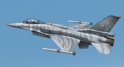 1other aircraft airplane blue_sky chanko commentary_request f-16_fighting_falcon fighter_jet flight_suit flying helmet highres military_vehicle original pilot sky solo vehicle_focus white_helmet