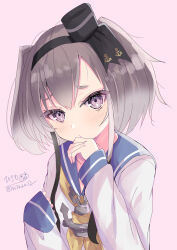 Rule 34 | 1girl, absurdres, anchor necklace, anchor symbol, black hair, blue sailor collar, brown eyes, dress, hat, highres, hizaka, jewelry, kantai collection, mini hat, neckerchief, necklace, one-hour drawing challenge, sailor collar, sailor dress, short hair, short hair with long locks, sidelocks, smokestack hair ornament, solo, thick eyebrows, tokitsukaze (kancolle), yellow neckerchief