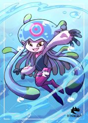 Rule 34 | ancelwolf, digimon, digimon (creature), fang, floating, happy, highres, jellyfish girl, jellymon, monster girl, smile, tentacle hair, tentacles, water