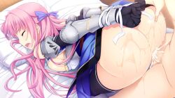 1boy 1girl armor ass game_cg hetero knight pink_hair sex warrior