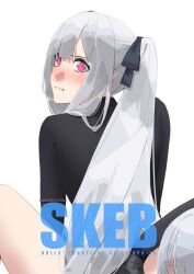 Rule 34 | 2girls, absurdres, ak-12 (girls&#039; frontline), angry, asimo (hakurei10201), back, black ribbon, black shirt, blunt bangs, blush, clenched teeth, girls&#039; frontline, hair ornament, hair over eyes, hair ribbon, highres, long sidelocks, looking at viewer, looking back, multiple girls, no legwear, parted bangs, pink eyes, ponytail, ribbon, rpk-16 (girls&#039; frontline), shirt, sidelocks, simple background, teeth, thighs, white background, white hair