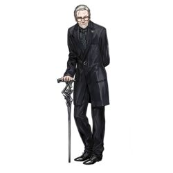 1boy artist_request beard black-framed_eyewear black_coat black_pants black_shirt black_shoes cane closed_mouth coat collared_shirt diagonal-striped_clothes diagonal-striped_necktie dress_shoes emblem facial_hair formal_clothes full_body girls&#039;_frontline glasses green_necktie grey_hair hand_on_cane havier_witkin_(girls&#039;_frontline) long_sleeves looking_at_viewer male_focus mustache necktie official_art old old_man pants shirt shoes smile solo standing striped_clothes third-party_source