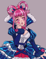 Rule 34 | 1girl, 5hehzada, absurdres, blunt bangs, breasts, cross-laced clothes, cross-laced dress, dress, facial mark, fire emblem, fire emblem engage, folded twintails, fur wrist cuffs, hair flaps, hair rings, heart, heart facial mark, highres, hortensia (fire emblem), multicolored hair, multicolored tiara, nail polish, nintendo, open mouth, pink eyes, pink hair, pink nails, sidelocks, small breasts, solo, striped clothes, striped dress, two-tone hair, vertical-striped clothes, vertical-striped dress, wrist cuffs