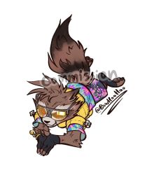 1boy animal_ears artist_name black_gloves bowhoohoo claws closed_mouth commission earrings fang fang_out fingerless_gloves furry furry_male gloves goggles guardians_of_the_galaxy jewelry life_vest male_focus marvel marvel_cinematic_universe marvel_rivals pawpads raccoon_boy raccoon_ears raccoon_tail rocket_raccoon smile swimming tail watermark white_background