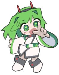 1other 39chan alien androgynous antenna belt boots chibi drawfag full_body green_belt green_eyes green_hair open_mouth tagme tsukuyomi_sena utau white_boots