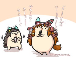 Rule 34 | :d, animal ears, beret, blush stickers, bow, braid, brown background, brown hair, goma (gomasamune), hair bobbles, hair bow, hair ornament, hat, highres, hokko tarumae (umamusume), holding, holding instrument, holding microphone, horse ears, horse tail, instrument, long hair, low twintails, microphone, multicolored hair, open mouth, shadow, smile, standing, star (symbol), star hair ornament, still in love (umamusume), striped bow, tail, tambourine, translation request, twin braids, twintails, twitter username, two-tone background, two-tone hair, umamusume, veil, very long hair, white background, white hair, white hat