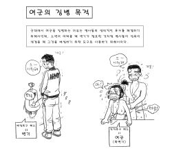 1girl 2boys army army_uniform blush breasts crying cum female_soldier gogocherry grabbing_another&#039;s_hair highres monochrome multiple_boys nude peeing rough_sex sex sex_from_behind sex_slave tagme translation_request urinal