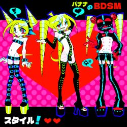 1boy absurdres bdsm blonde_hair blush blush_stickers crossdressing drill_hair eyelashes goth_fashion highres kasanemichael nipples original pale_skin red_eyes self-harm_scar skirt thighhighs trap twin_drills