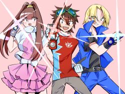 Rule 34 | 1girl, 2boys, amano nene (digimon xros wars), aonuma kiriha, digimon, digimon xros wars, hair ornament, hairclip, kudou taiki, long hair, multiple boys, pixiv user (116484665), ponytail, split ponytail