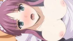 10s 1boy 1girl 2017 animated animated_gif apron blush bouncing_breasts breasts headdress highres large_breasts long_hair maid maid_apron maid_headdress nipples open_clothes purple_hair rape tagme toriko_no_(series) toriko_no_kusari toya_shiori