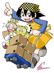 :&gt; animal_ear_fluff animal_ear_hood animal_ears animal_print apron black_hair black_outline black_tail blue_eyes blue_shirt blue_sleeves blush_stickers box brown_footwear cardboard_box closed_mouth coco_(toranoana) collared_shirt colored_inner_hair colored_sclera cub detached_hood employee_uniform fake_animal_ears fang full_body green_sclera headscarf holding holding_box hood horizontal-striped_sleeves houndstooth kotora_(toranoana) light_brown_hair logo_print long_hair long_sleeves looking_at_viewer mukku_(mook-tv) multicolored_hair nonbiri_kotora official_art open_mouth orange_apron outline parted_bangs print_shirt pushcart second-party_source shirt short_hair simple_background small_pupils straight_hair striped_fur striped_tail sweatdrop tail tenugui thighhighs tiger tiger_ears tiger_girl tiger_print tiger_tail tongue tora_da_yo. torana toranoana triple_horizontal_stripe turtleneck turtleneck_shirt v-shaped_eyebrows very_short_hair wheel white_background white_eyes white_shirt white_sleeves wide_sleeves yellow_collar yellow_fur yellow_hood yellow_tail yellow_thighhighs
