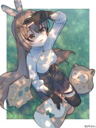 Rule 34 | 1girl, 3others, absurdres, arm up, belt, brown corset, brown eyes, brown hair, bubble, cleavage cutout, clothing cutout, corset, dappled sunlight, feather hair ornament, feathers, friend (nanashi mumei), from above, gloves, grass, hair ornament, hairclip, hand on another&#039;s face, highres, hololive, hololive english, hooman (nanashi mumei), hootsie (nanashi mumei), long hair, looking up, multicolored hair, multiple others, nanashi mumei, nanashi mumei (1st costume), partially fingerless gloves, pleated skirt, ponytail, red skirt, shirt, single thighhigh, skirt, streaked hair, sunlight, terriaki, thighhighs, tree shade, very long hair, virtual youtuber, white shirt