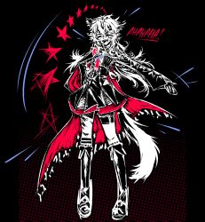 1girl animal_ears animated animated_gif arknights closed_eyes commentary english_commentary highres lappland_(arknights) lappland_the_decadenza_(arknights) long_hair open_mouth sharp_teeth tail teeth tofusquisha wolf_ears wolf_girl wolf_tail